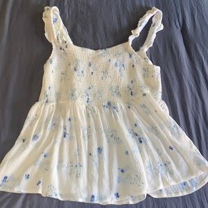 Floral ribbed tank top